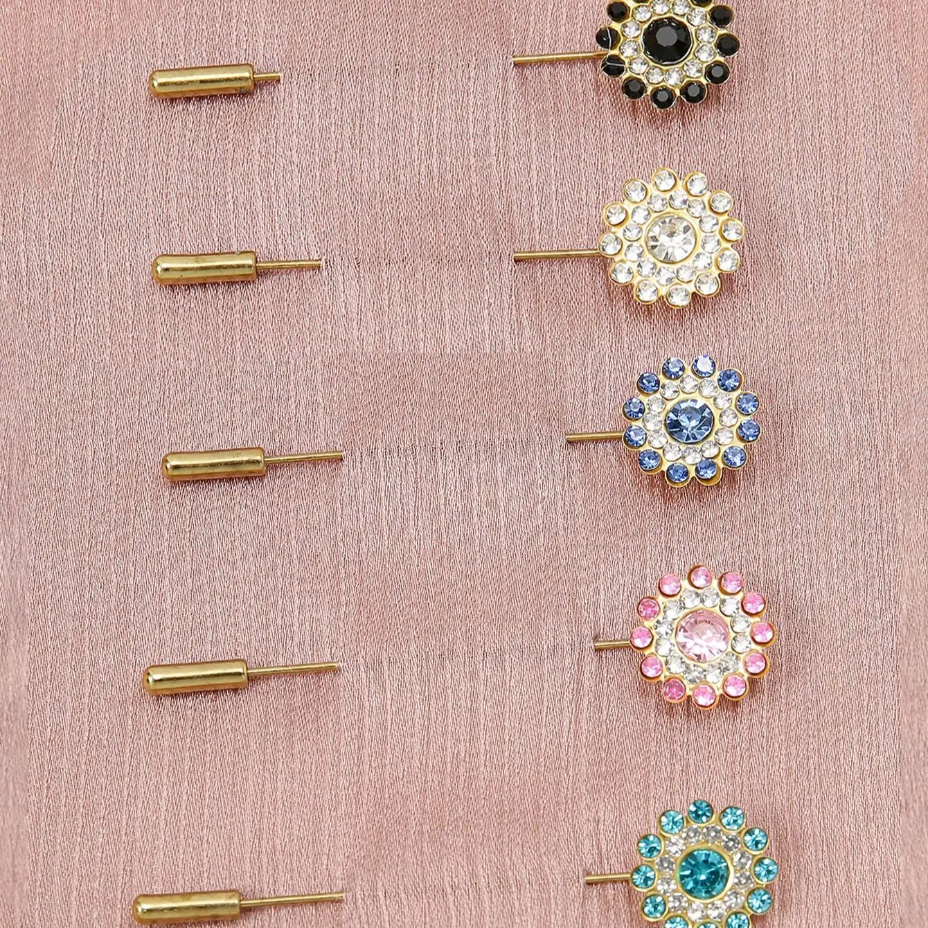 10pcs/Bag Double-Layered Flower Diamond One-Word Brooch Pins Elegant Ethnic Accessories For Women Muslim Hijab Scarf Brooch Pins