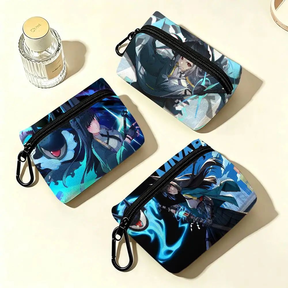 Zenless Zone Zero Girl Hoshimi Miyabi Oxford Fabric Zipper Pouch Lightweight Hanging Wallet For ID Cards Keys Lipstick Earbuds