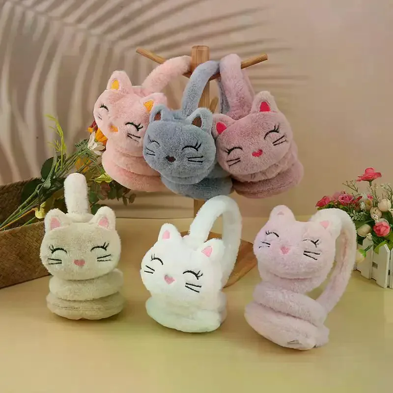 Cartoon Korean Version Autumn And Winter Plush Warm Earmuffs, Plush Cute Cat Earmuffs Protect Ears From Cold