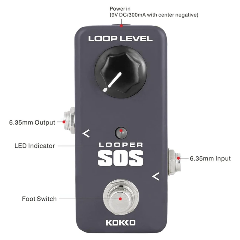 KOKKO FLP2 Portable Guitar Effect Pedal Looper Effects 5 Minutes Looping Time Loop Station, Exclude Power Adapter