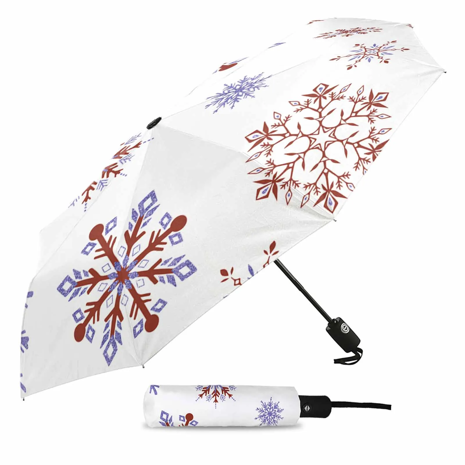 Christmas Letter Snowflakes Fully-automatic Umbrella for Outdoor Kids Adults Printed Umbrella Foldable Eight Strand Umbrella