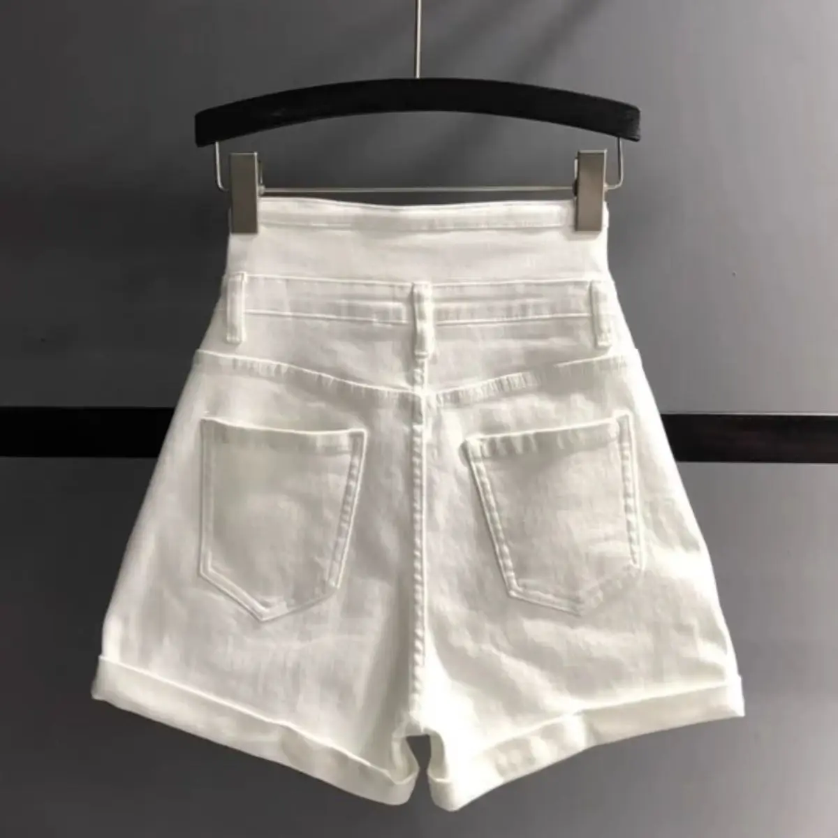 Woman Clothing Shorts y2k Summer New White Ultra High Waist Stretch Curled Denim Short Para Mujeres Thin Wide Leg Hot Pants