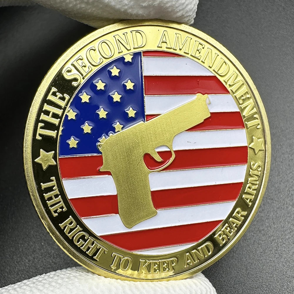 America The Second Amendment Gold Coin The Right To Keep and Bear Arms Badge Coins Collectibles Free Spirit Emblem