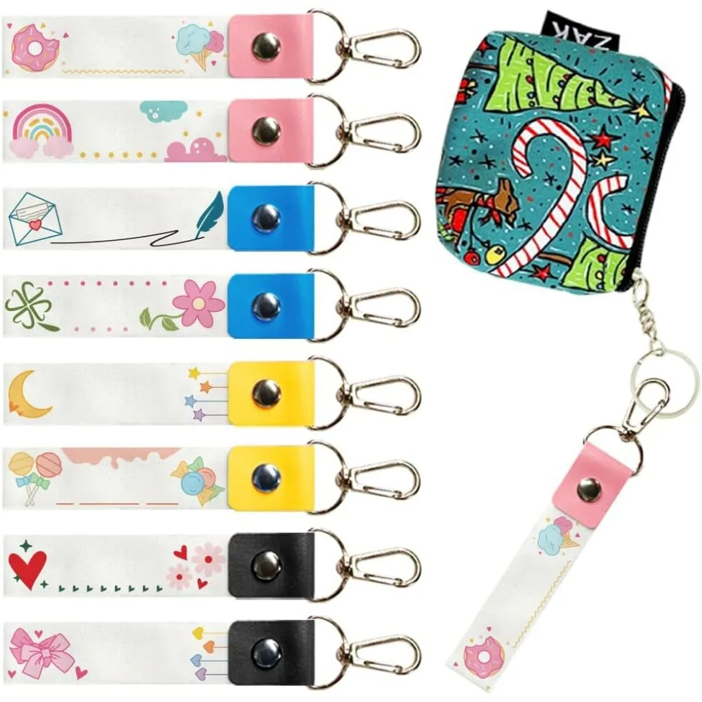 8Pcs Personalized Name Tags Hooks 5.1x0.8 Inch Backpack Name Tags Bow Tie Heart Daycare Labels Doughnut Sweet PU making kit