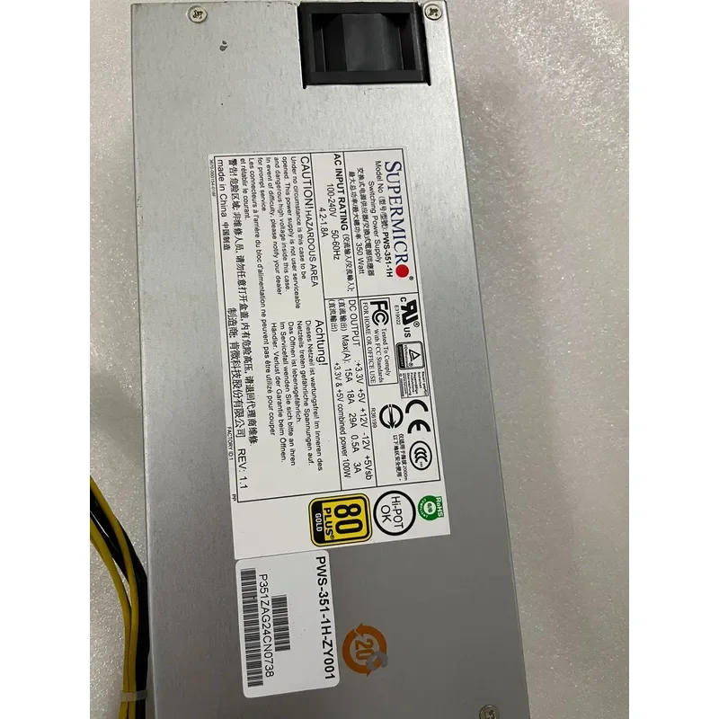 for Supermicro PWS-351-1H Power Supply Unit Rated 350W High Efficiency Server PSU Replacement Part Compatible with