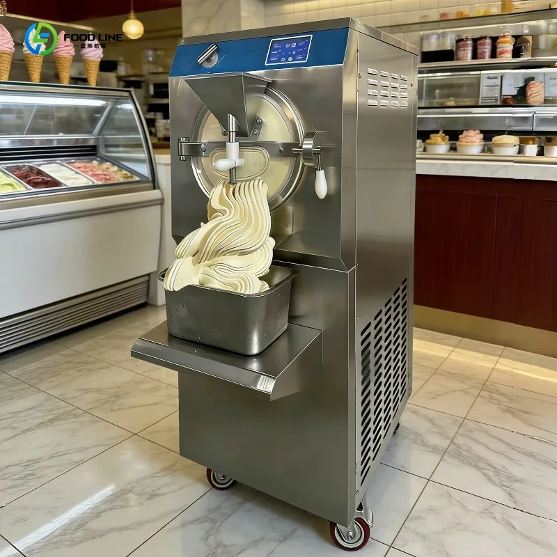 Customized Vertical Italian Hard Service Ice Cream Machine 80L Acrylic Door Design