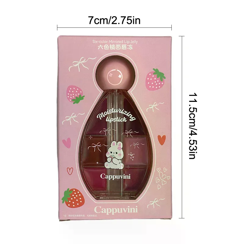 Cappuvini Zes kleuren waterlicht lipgloss Hydraterend Gemakkelijk te kleuren Lipglazuur Make-up Lippenstift Blijvend make-upeffect