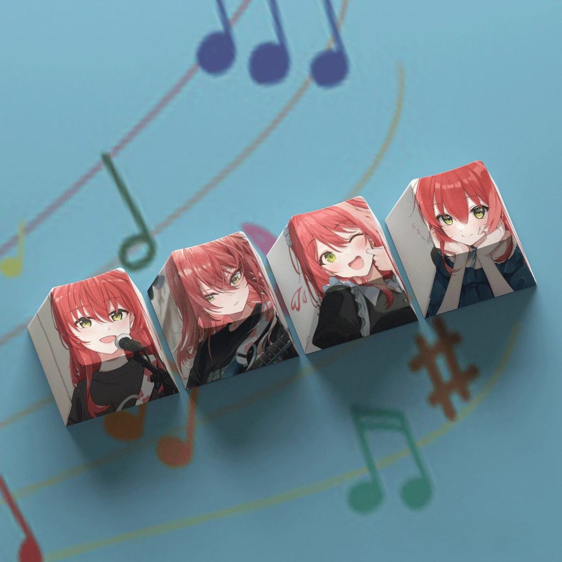 Bocchi The Rock Keycap, 4 teclas, sublimación, Cherry, Anime japonés para llave adicional, Gotohhitori, いじにか か