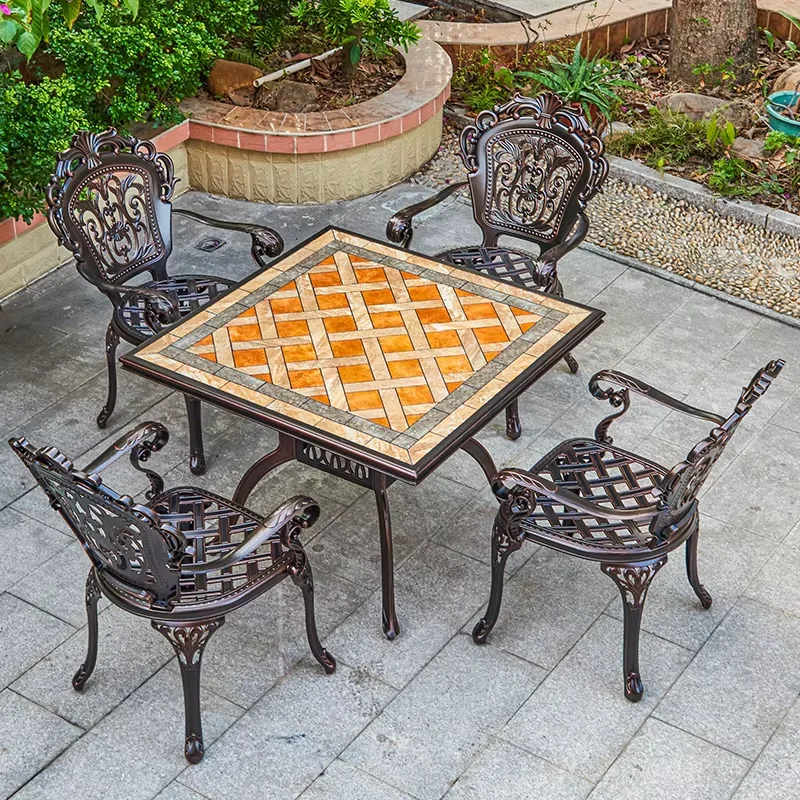 

Outdoor Cast Aluminum Chair Waterproof Patio Garden Chair Courtyard Hotel Urniture Terrace Combination leisure Metal Chair