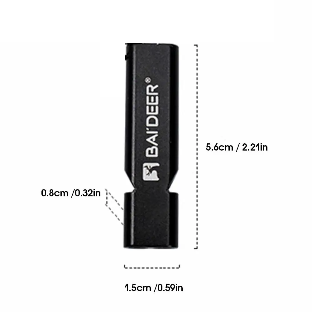 Überlebenspfeife aus Aluminiumlegierung mit hoher Dezibelzahl, lautes Notfallsignal, Fernübertragung, rostfrei, leicht, mit Lanyar