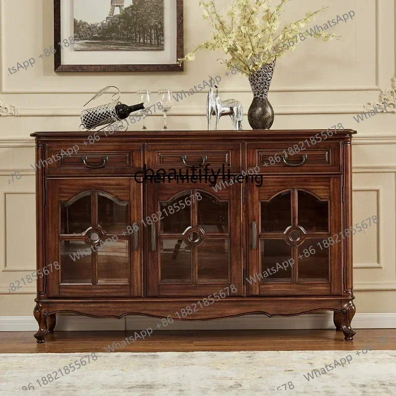 

LHY26 ss New style NNAmerican side cabinet black walnut dining side retro restaurant storage glass wine cabinet furniture ss 861
