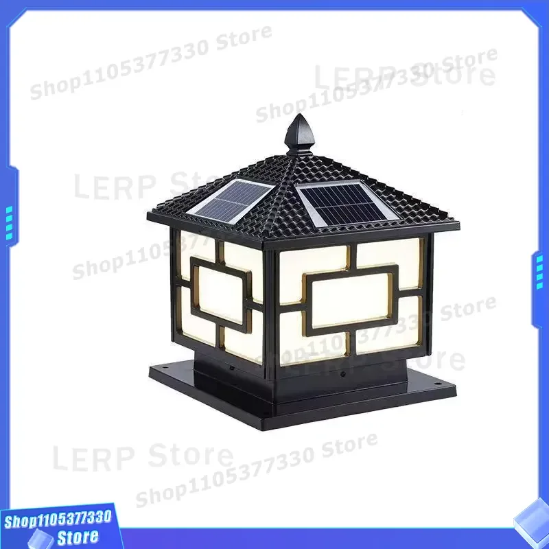 Classic Outdoor Solar Post Light Waterproof Aluminum Garden Lamp LED AC Power Decorative Yard Lighting Fixture for Pathway