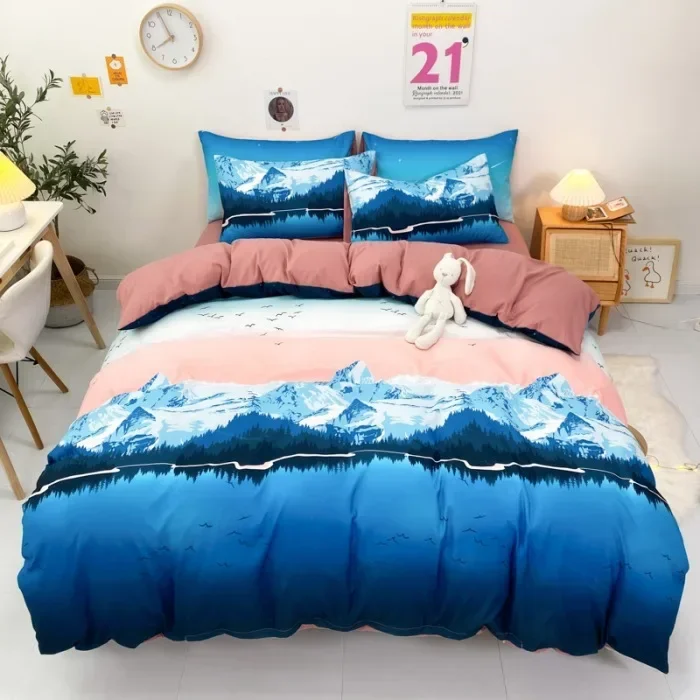 Gradient Orange Blue Duvet Cover Set Twin Full Queen 3/4pcs Bedding Lightweight Microfiber Comforter Cover Bed sheet Pillowcases