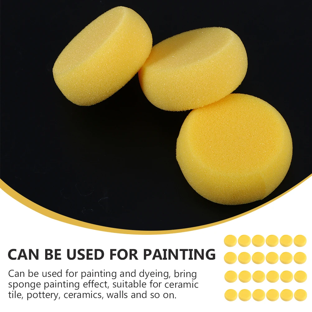 Round Cake Sponges Yellow Painting Watercolor Crafts Child Small Round Sponge Circle Sponge Soft Absorbent Tiles Pottery