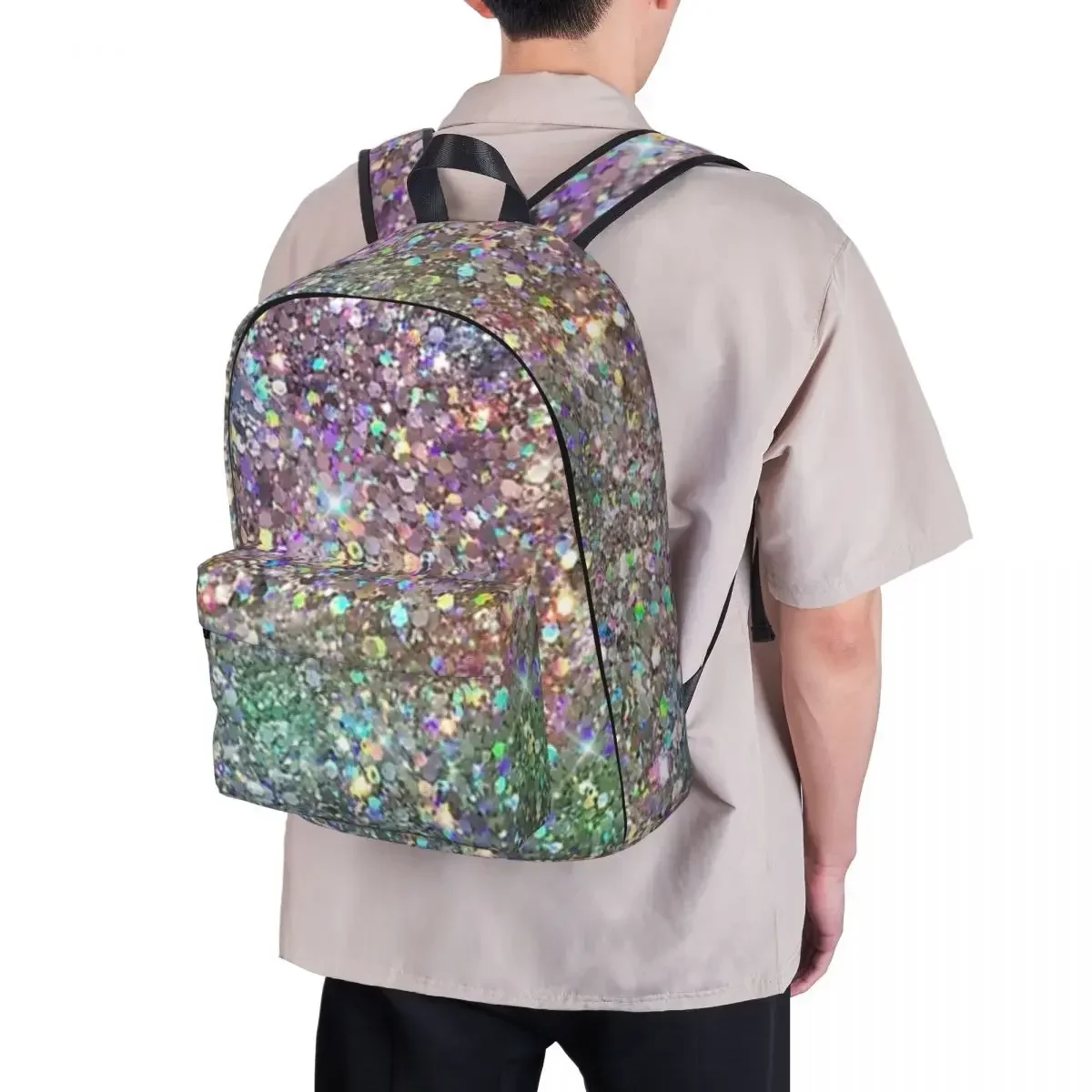 Rainbow Mixed Glitter Digital Art NOT REAL GLITTER Woman Backpacks Boys Girls Bookbag Fashion Children School Bags Portability