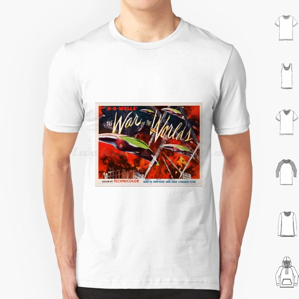 حرب العالم ريترو الخيال العلمي فيلم H.g ويلز خمر فيلم تي شيرت القطن الرجال النساء DIY بها بنفسك طباعة العتيقة خمر الرجعية القديمة #1