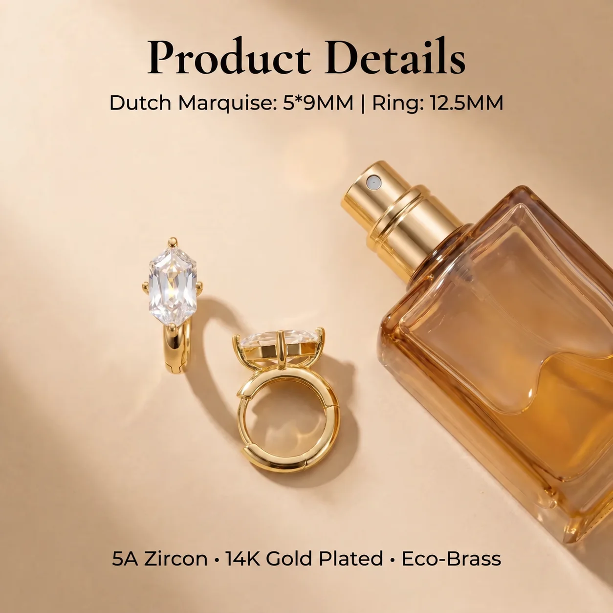 Moonmory, schlichte, modische Ohrringe im Marquise-Schliff, aus Messing, als Creolen für Damen, 14 Karat vergoldet, ovale Birnenohrringe, Geschenk zum Muttertag. – Detail 28
