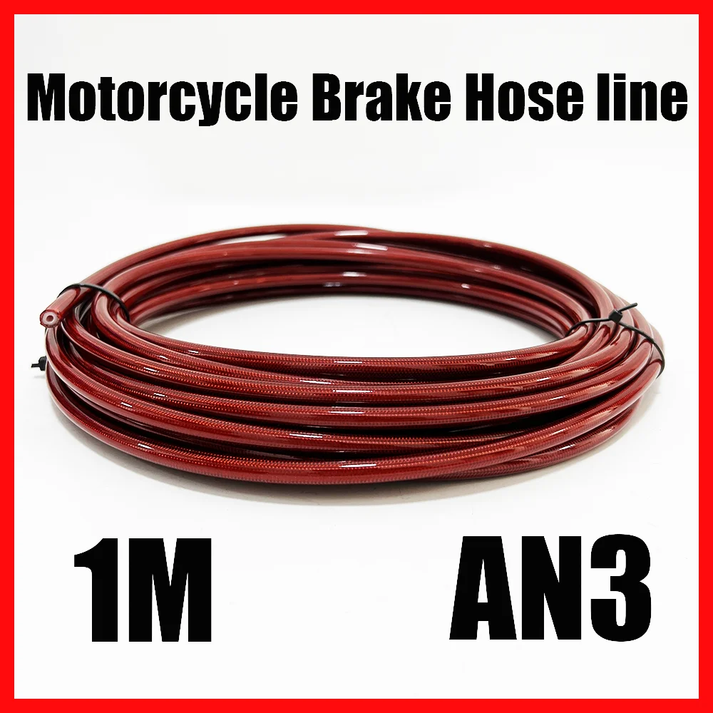 

1M Motorcycle Braided Stainless Steel Brake Line Hose Fluid Hydraulic Hose Brake Line Gas Oil Fuel Tube Pipe Internal nylon AN3