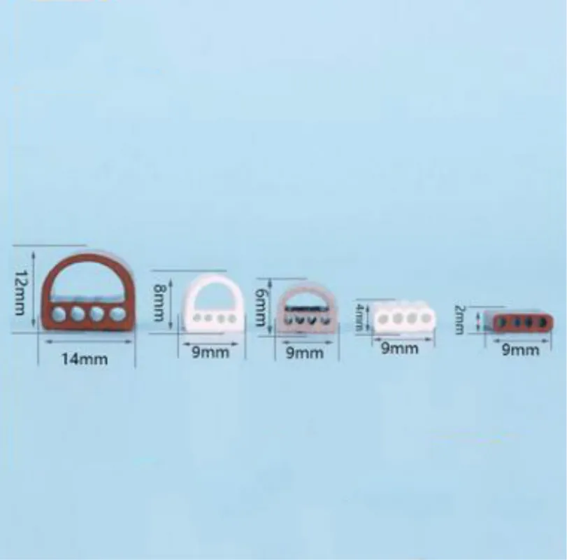6M/lot D/I Type Silicone Rubber Sealing Strip For Door / Window Sound Insulating Strip Self-adhesive Tape
