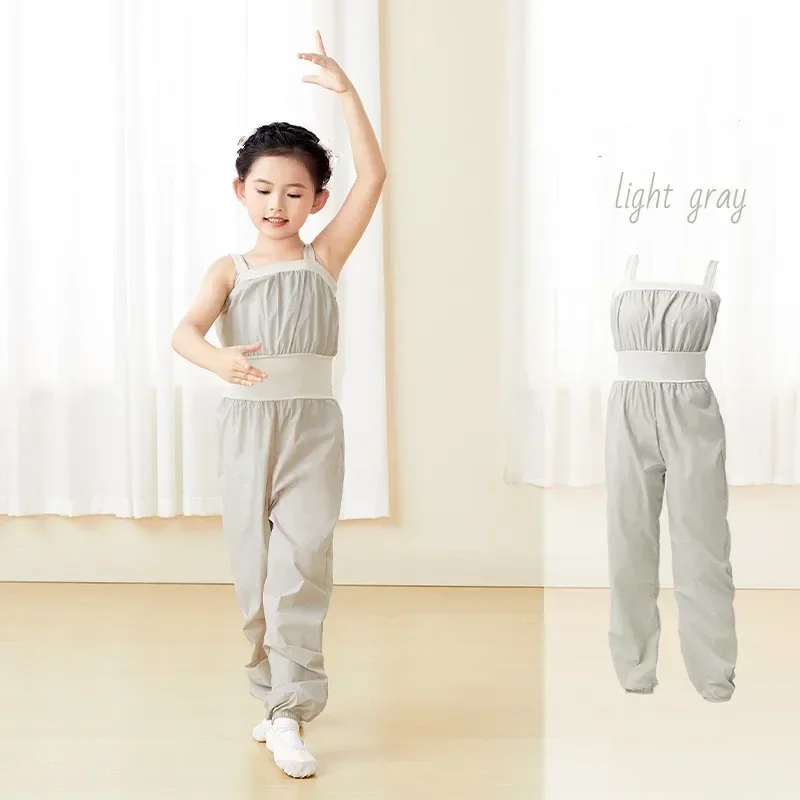 Barboteuse d'échauffement légère pour filles, pantalon de danse Ripstop, pantalon de transpiration en Nylon, salopette pour enfants, vêtements de danse rose