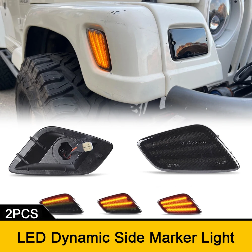 For Jeep Wrangler TJ 1997-2006 Front Bumper Repeat Blinker Side Marker LED Indicator Stop Light No Error OEM#CH2550120