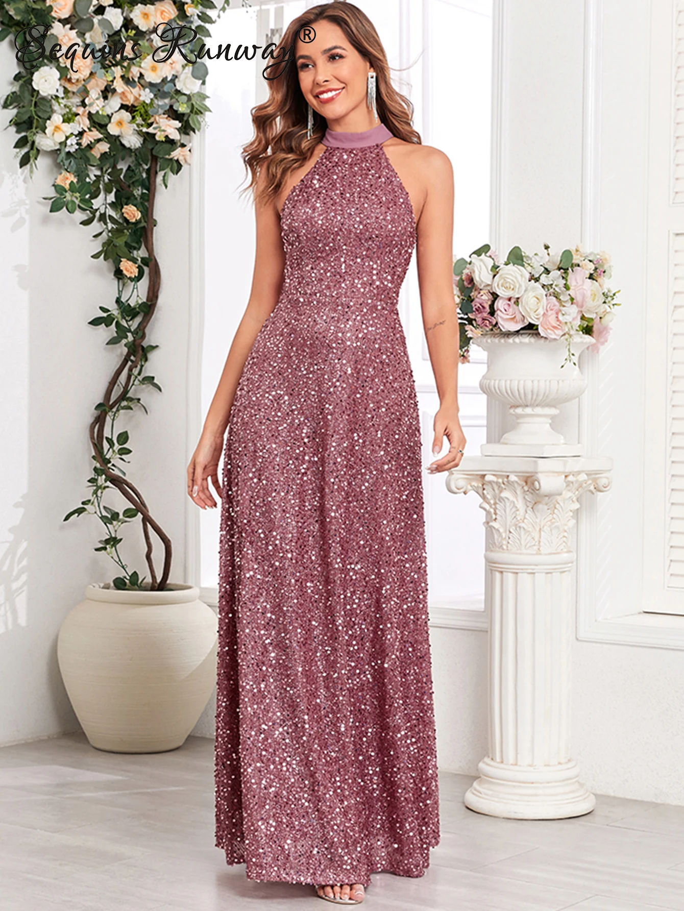 

Sexy elegant party long dresses 2025 woman summer luxury sequin birthday dress women bridesmaid prom evening dresses vestidos