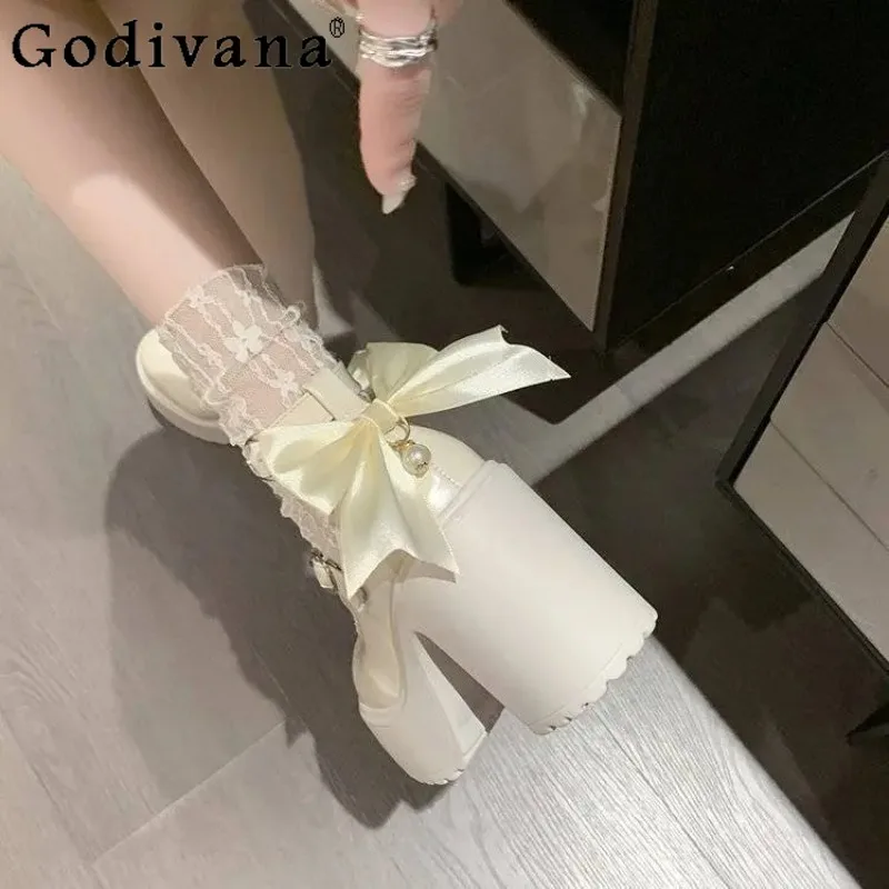 2025 primavera nova doce borboleta sapatos femininos originais lolita uma alça sapatos de salto grosso feminino verão sapatos de salto alto