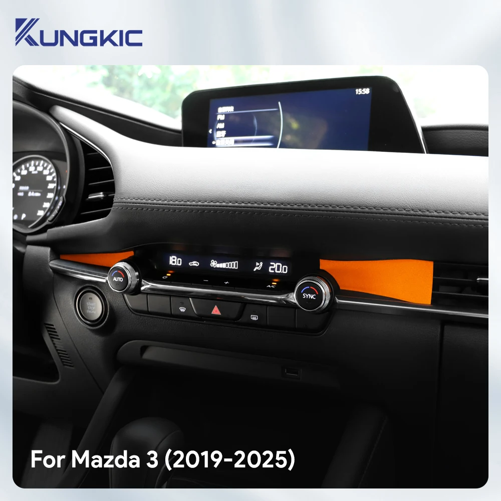 Premium Suede Sticker For Mazda 3 BP 2019 2020 2021 2022 2023 2024 2025 Mazda3 Axela LHD RHD Instrument Air Outlet Panel view 4