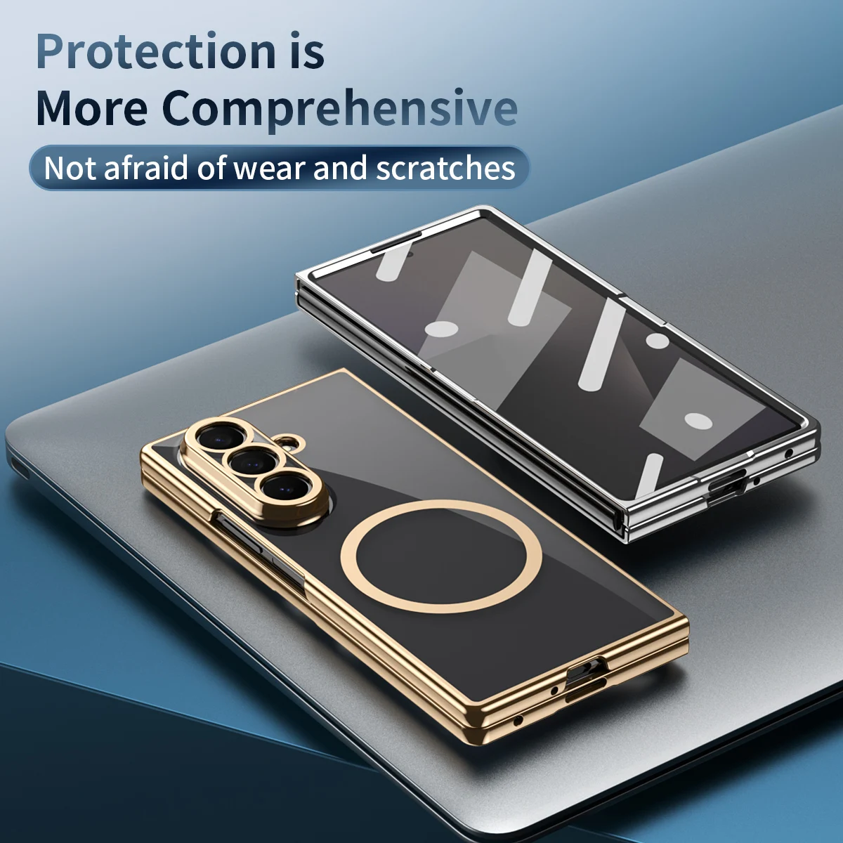 Premium Luxury Plating Transparent for Magsafe Phone Case for Galaxy Z Fold 8 Ultra 7 6 5 4 Glass Screen Film Full-Protect Cover view 4