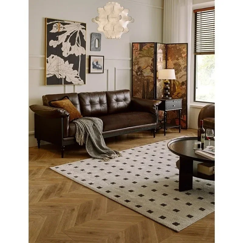 French sofa solid wood leather living room home home