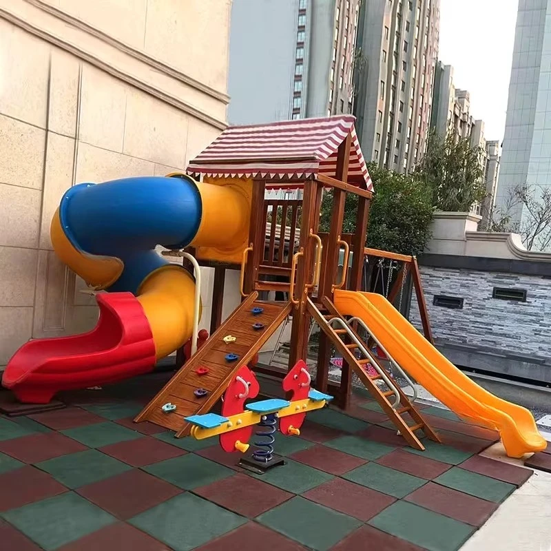 

Children's Outdoor Garden Huanghuali Wooden Multifunctional Kindergarten Climbing Frame American Tree House Slide Swing