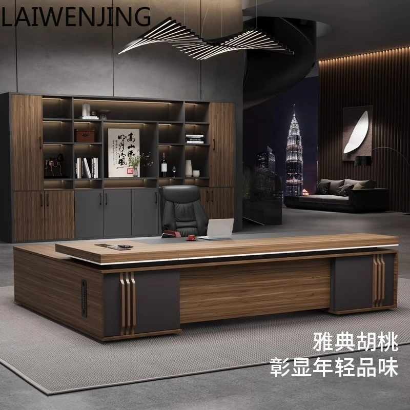 

HLZ Office Boss Desk and Chair Combination Bookcase President Large Desk Simple Modern Office Desk