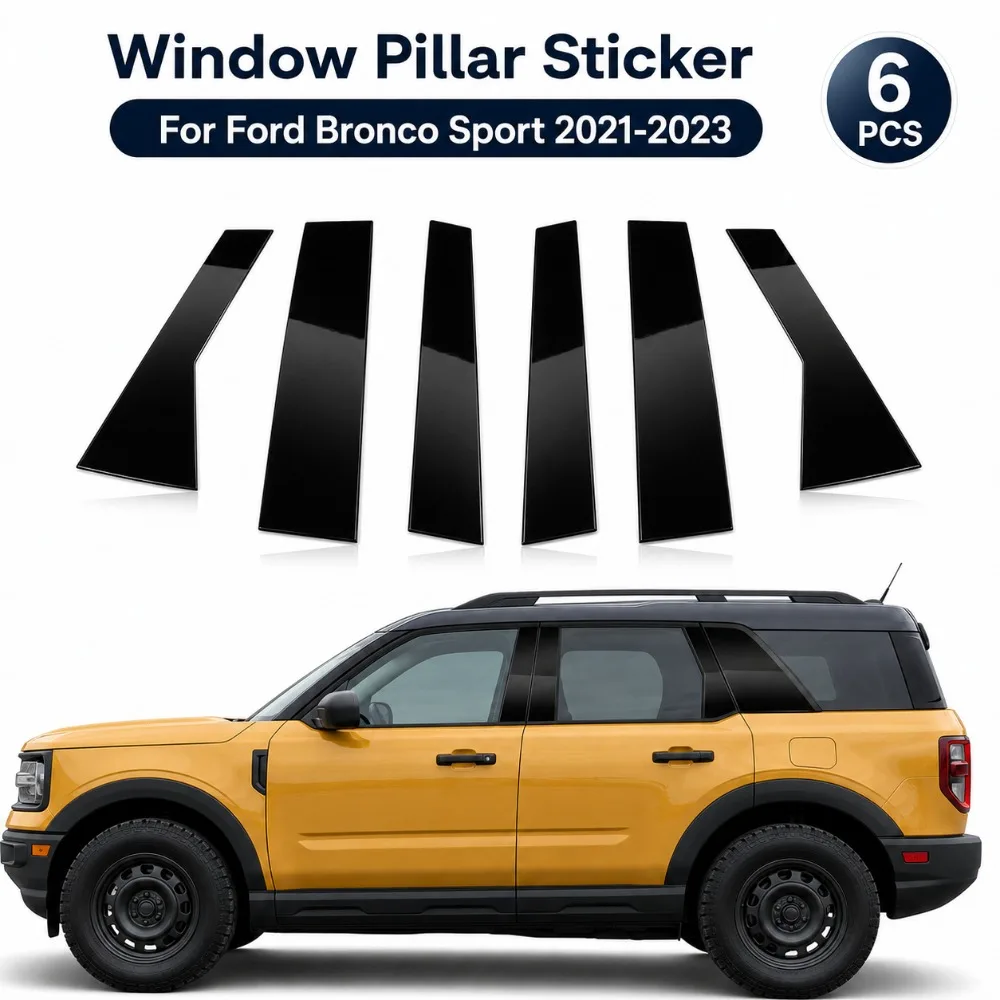 Window Pillar Trim For Ford Bronco Sport 2021-2023 Gloss Black B Pillar Sticker Cover Exterior Car Accessories Styling Car Parts