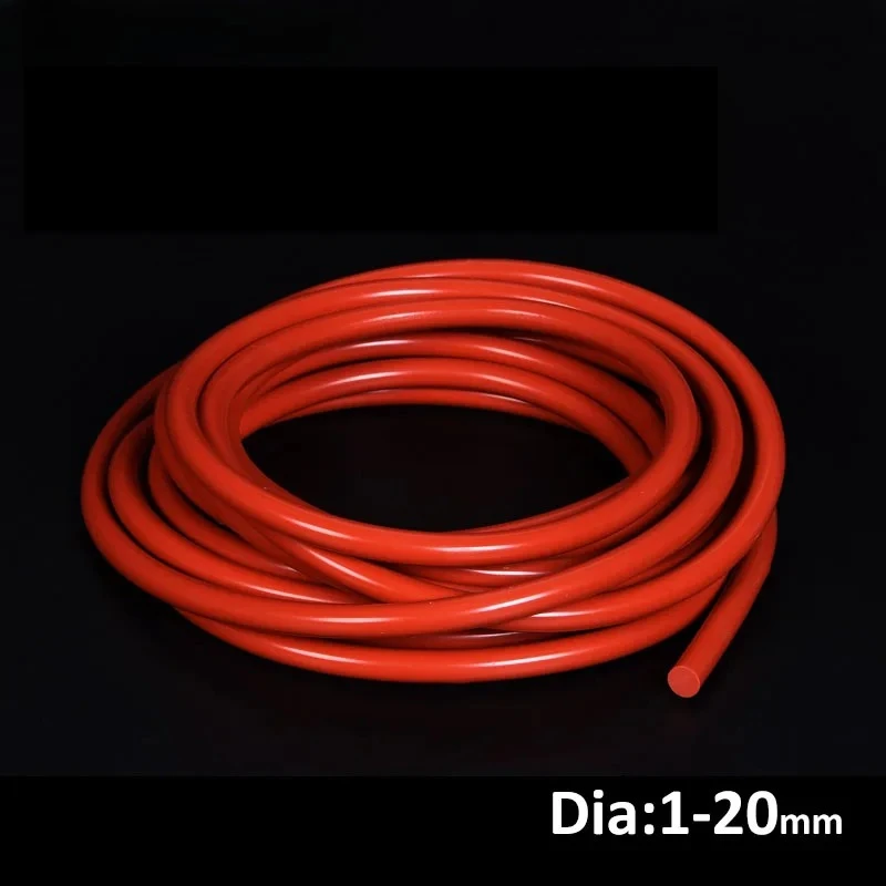 1/2/5M Red Solid Round Silicone Sealing Strip Diameter 1-20mm High Temperature Resistant Seal Strip Non Foam