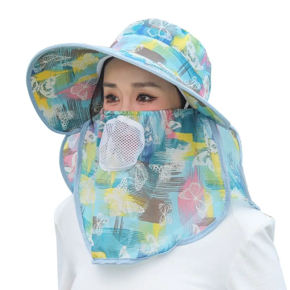 Wide Brim Sun Protection Hat Quick Drying Neck Guard Face Covering Sunhat Sunscreen UV Protection Picking Tea Hat Working