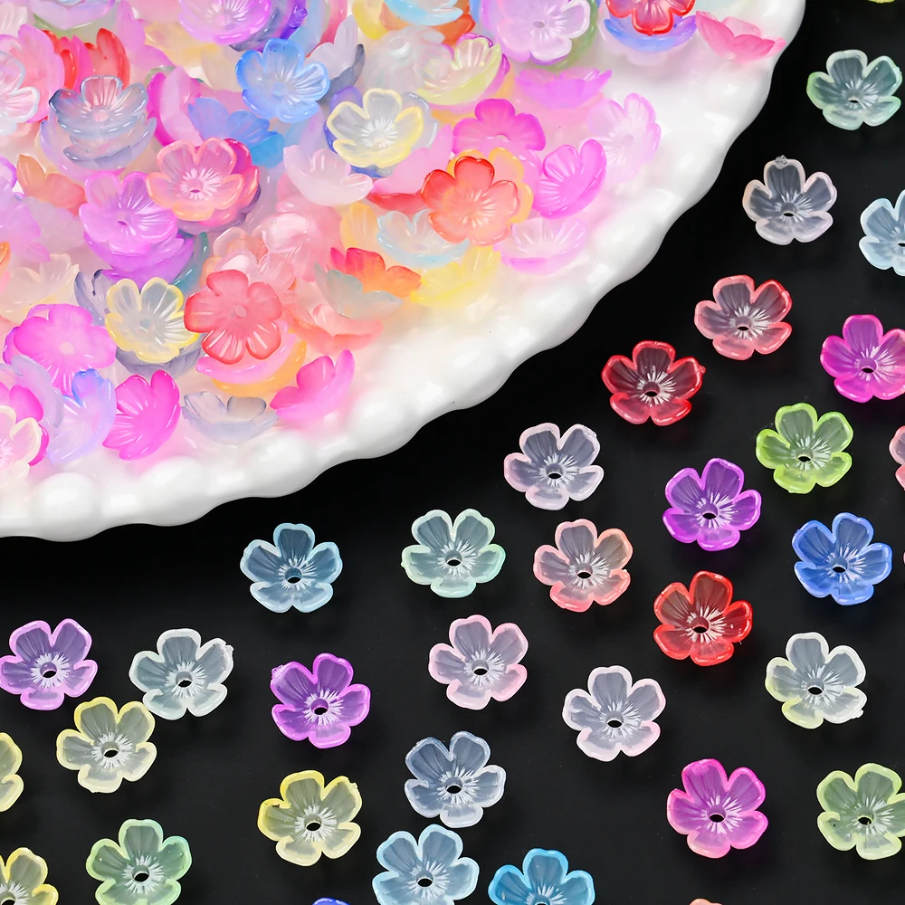 600 Stück Transparente Bunte Acryl-Blumenperlen Blumen-Abstandhalterperlen für DIY Schmuckherstellung Perlenarmband Halskette Zubehör – Detail 5