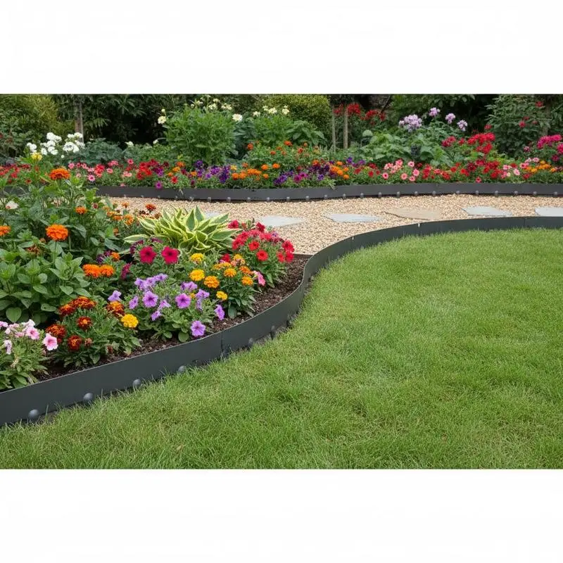 

Metal Garden Border 39 x 4 in For Lawn Flower Bed Pathway Divider, Heavy Duty Bendable Iron Design, Ground Stake Connection Dark Gray 5 Packs