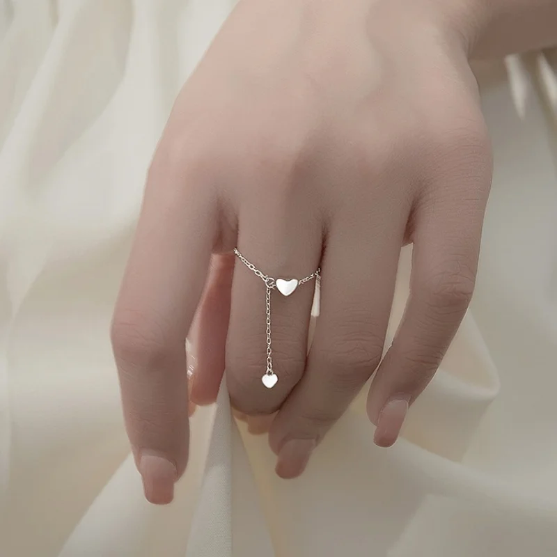 1pc 925 silver tassel love pull-out adjustable ring suitable for daily banquets and weddings, the perfect gift for girls