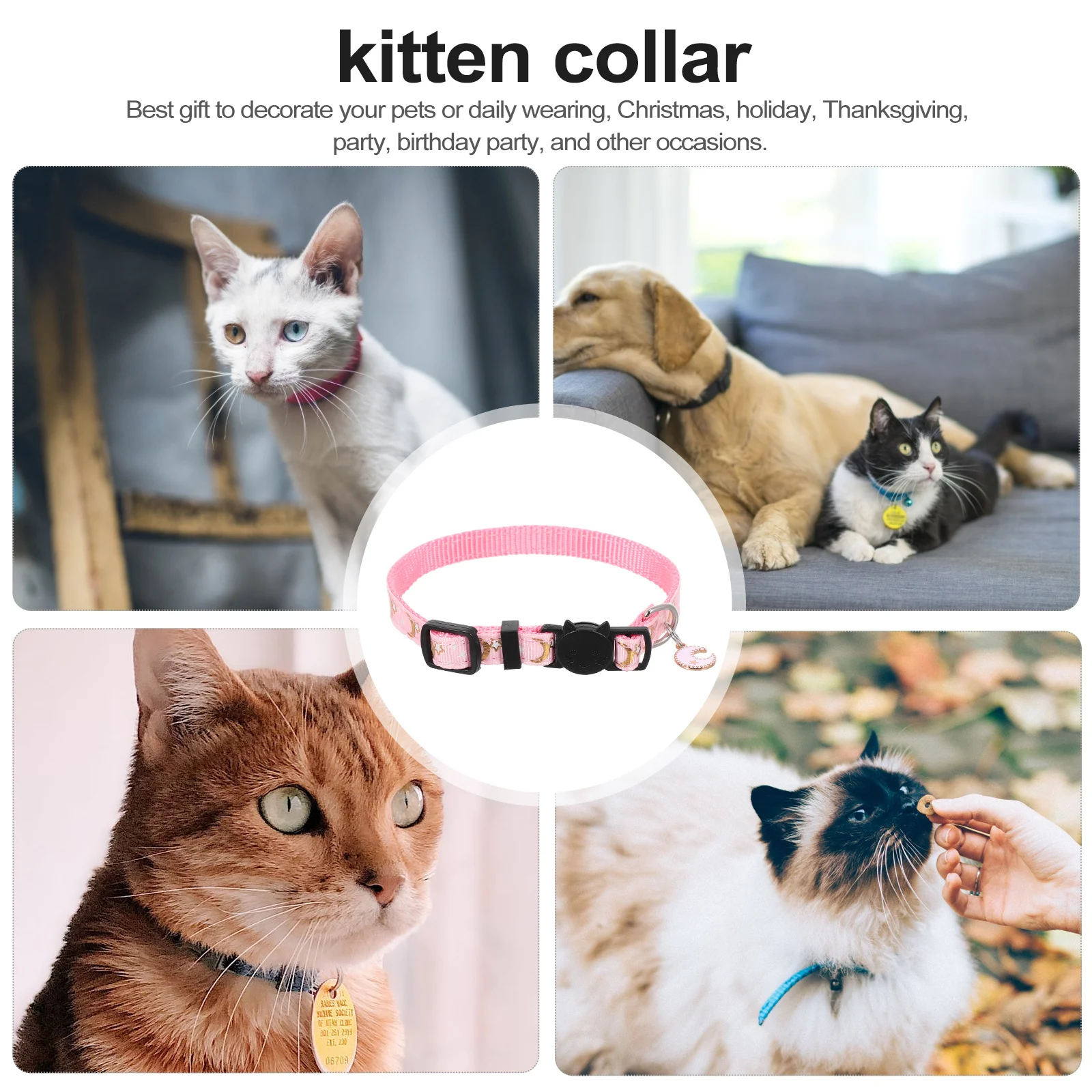 

Stars Moon Cat Collar Adjustable Pet Kitten Neckwear For Daily Party Wedding Christmas Photography Comfortable Design