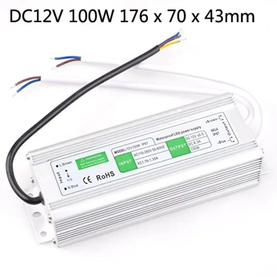 

DC 12v 10w 15W 20W 30W 36W 50W 60W 80W 100W Transformer Power Supply Driver Led Light Waterproof Ip67 Strip