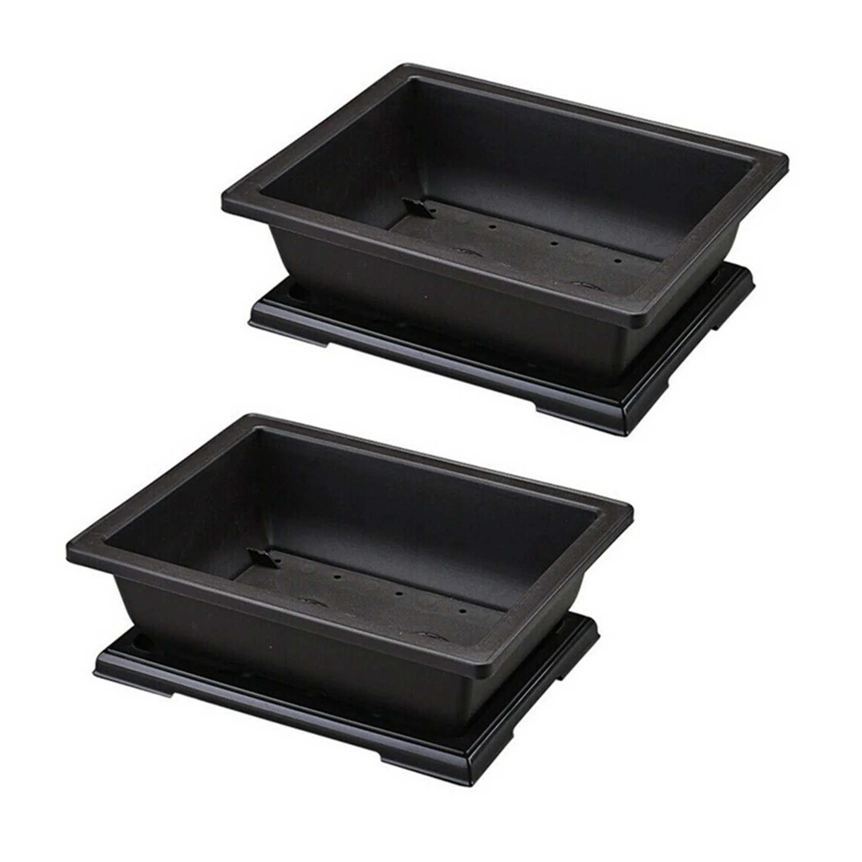 A53Q-2X Large Flower Pot Rectangle Bonsai Nursery Planter Balcony Container 29X21X10.5Cm