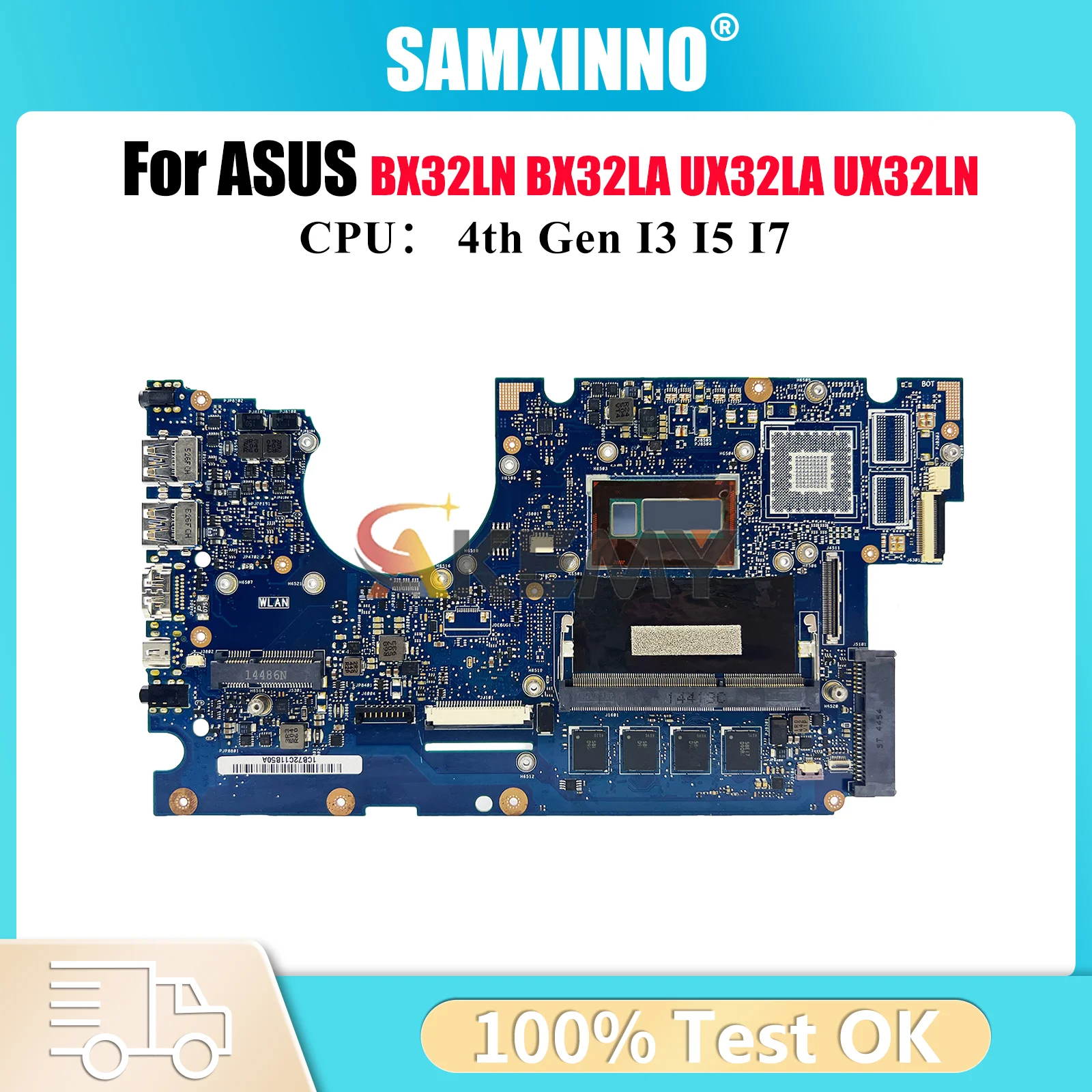 

UX32LA Материнская плата для ноутбука ASUS ZenBook UX32L UX32LN UX32LA BX32LN BX32LA Материнская плата для ноутбука с процессором I3 I5 I7 100% тест в порядке