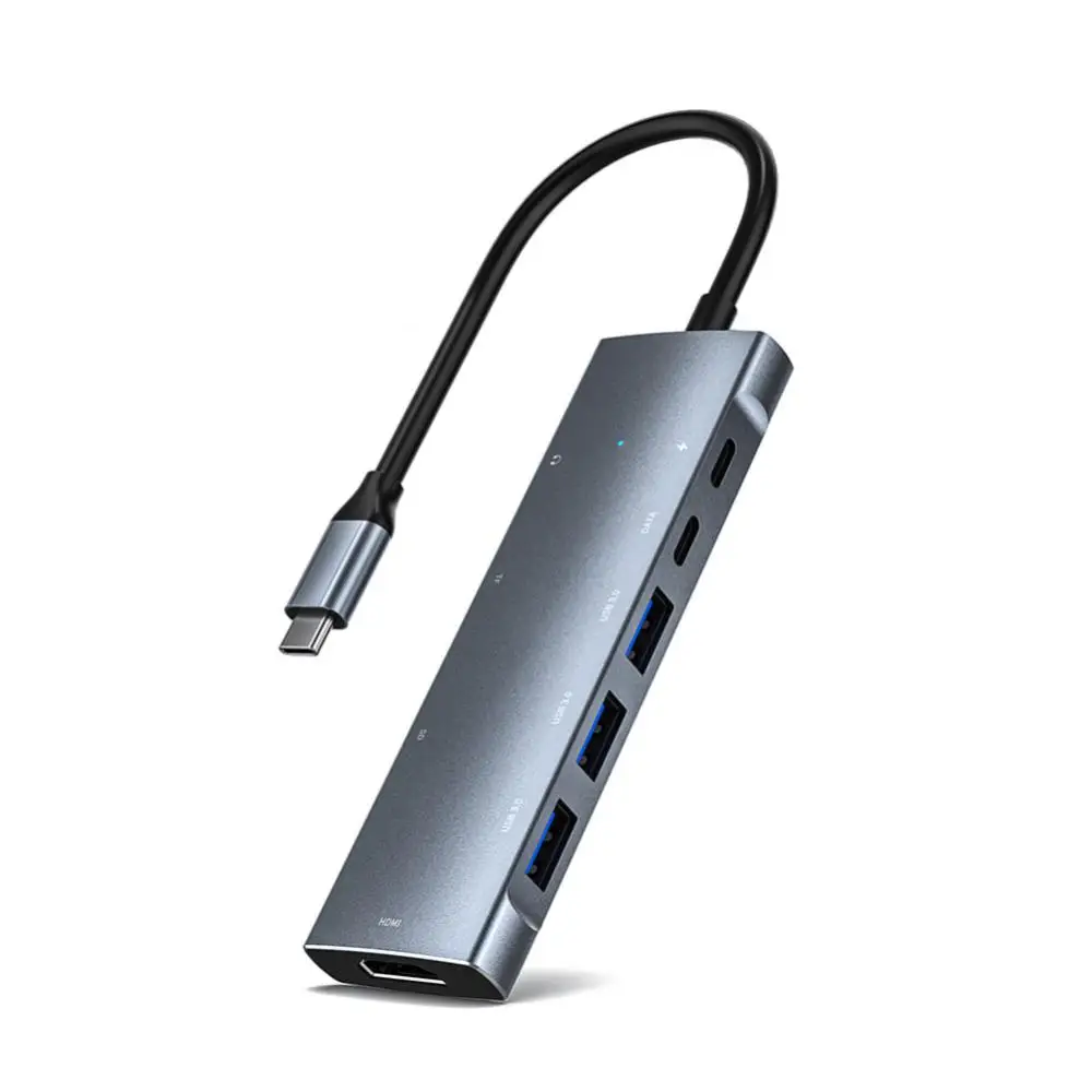 In 1 USB C Hub with RJ45 SD/TF Card Reader Type C 3.1 To 4K Adapter PD Fast Charge for MacBook Notebook Laptop Computer