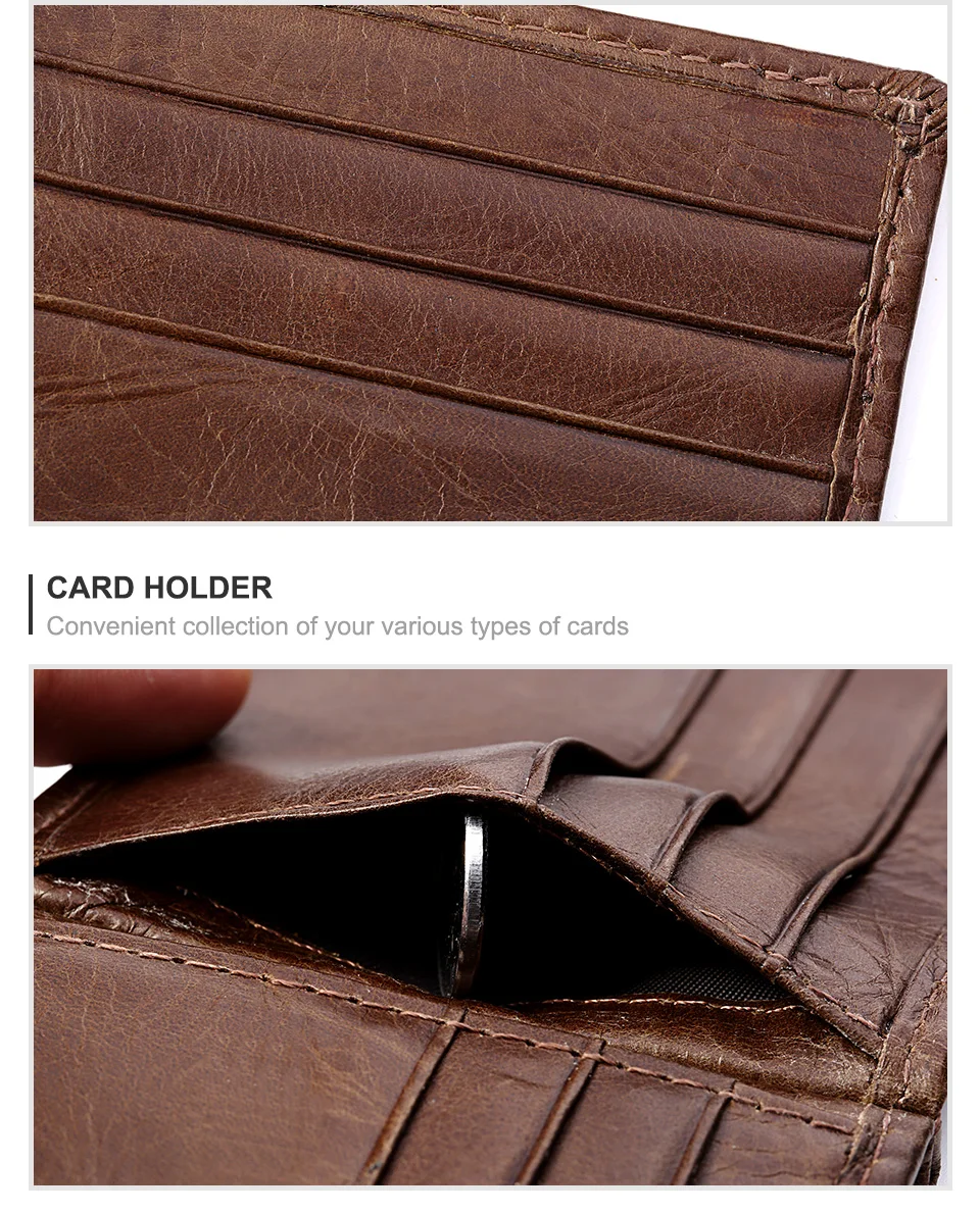 Ultra-dünne männer Geld Clip Brieftasche Vintage Echtes Leder Bifold Karte Halter Geldbörse Mini Hohe Qualität Männlichen Geld geldbörse Cartera – Detail 6