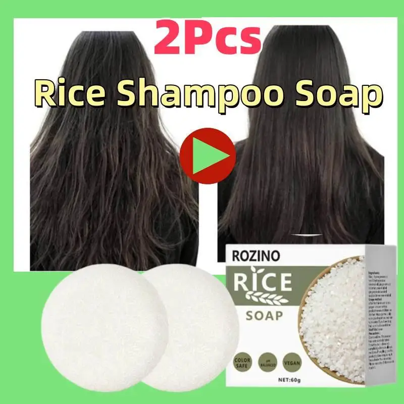 2Pcs Rice Shampoo Soap Organic Rice Soap Bar Dry Hair Conditioning Hair Soap Anti Soap Nourishing Hair Anti Hair Loss Soap