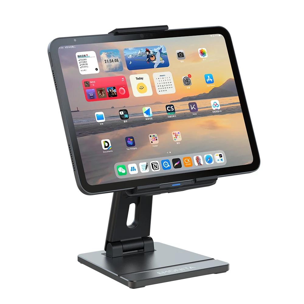 حامل تابلت EMONITA مع مشبك تلسكوبي كهربائي لجهاز iPad Air/ Pro والأجهزة اللوحية، حساس للمس، قابل للتعديل، قابل لإعادة الشحن #1