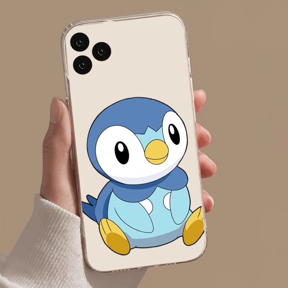 MINISO Cartoon Piplup Phone Case For iPhone 11 12 13 14 15 Pro XS Mini Max X 8 Plus XR Transparent Cover