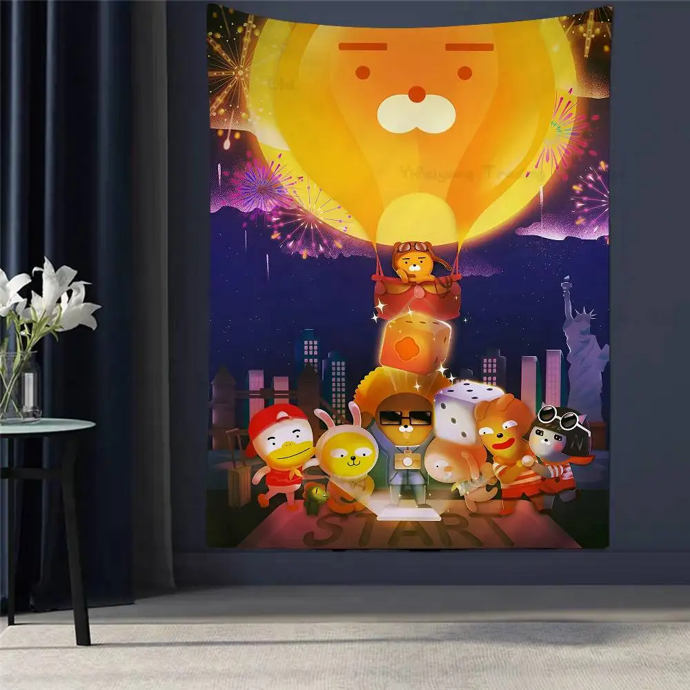 

K-KAKAO F-FRIENDS Anime Tapestry Hanging Tarot Hippie Wall Rugs Dorm Wall Hanging Sheets