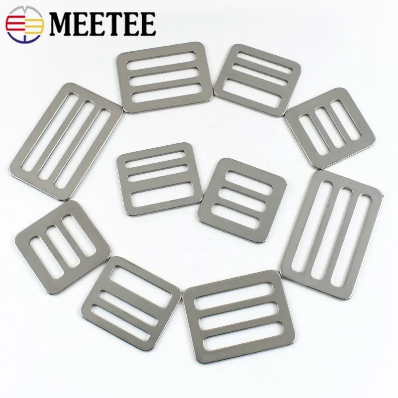 2/5P 26-50 مللي متر الفولاذ المقاوم للصدأ ضبط أبازيم حقيبة حزام حزام ثلاثي الإنزلاق المنزلق حلقة مشبك ظهره حزام المشبك هوك اكسسوارات