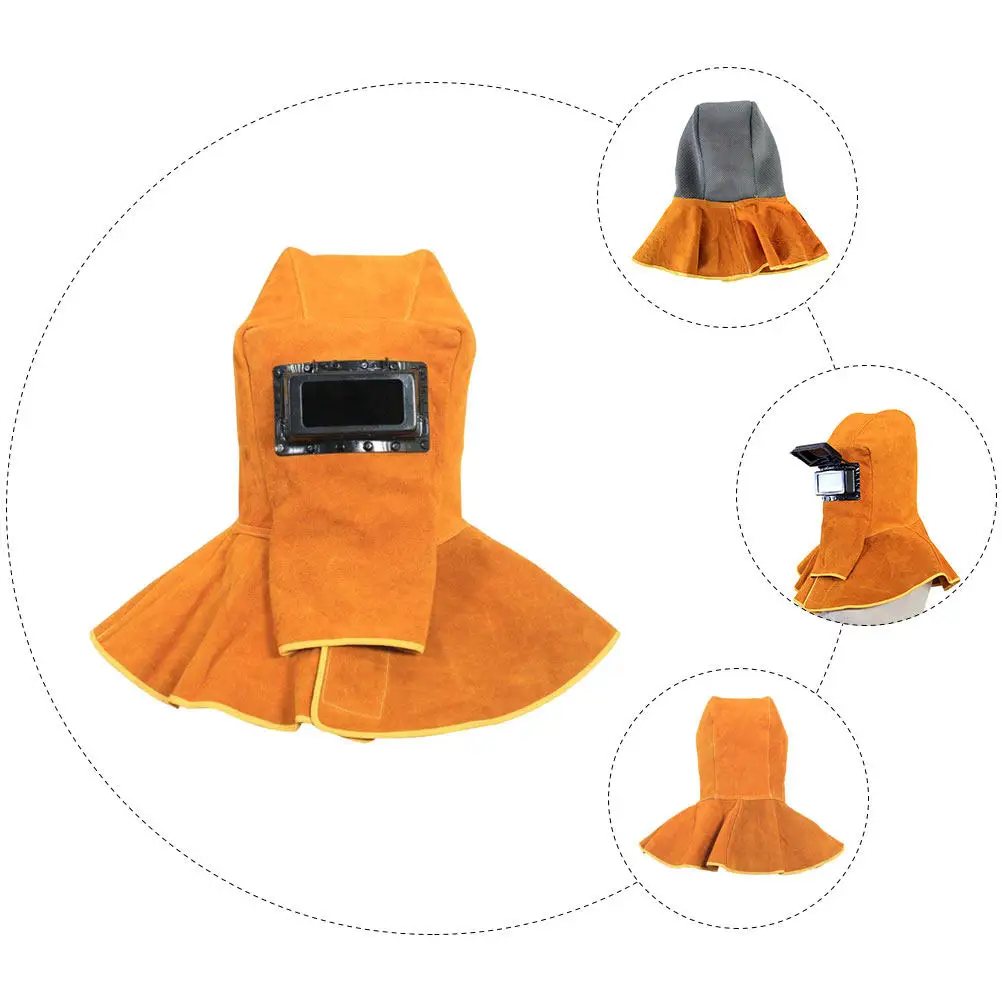 1Pcs Professional Welding Protector Shawl Cap Heat Resistant Cowhide Welder Head Neck Cover Spatter Protection Safety